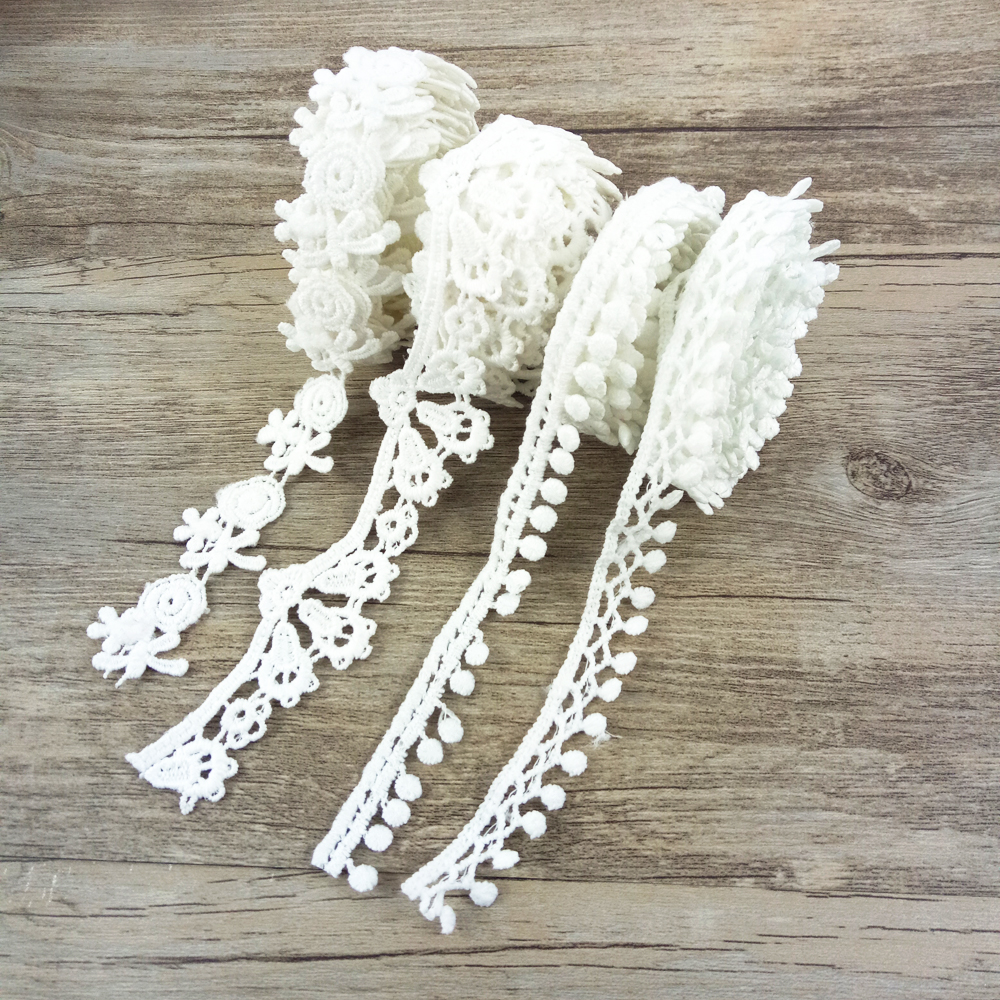 1 Yard Fiber Flower Lace Trim Pearl Embroidery Sewing Fabric Ribbon DIY Garment Accessories for Wrapping,1Yc2452