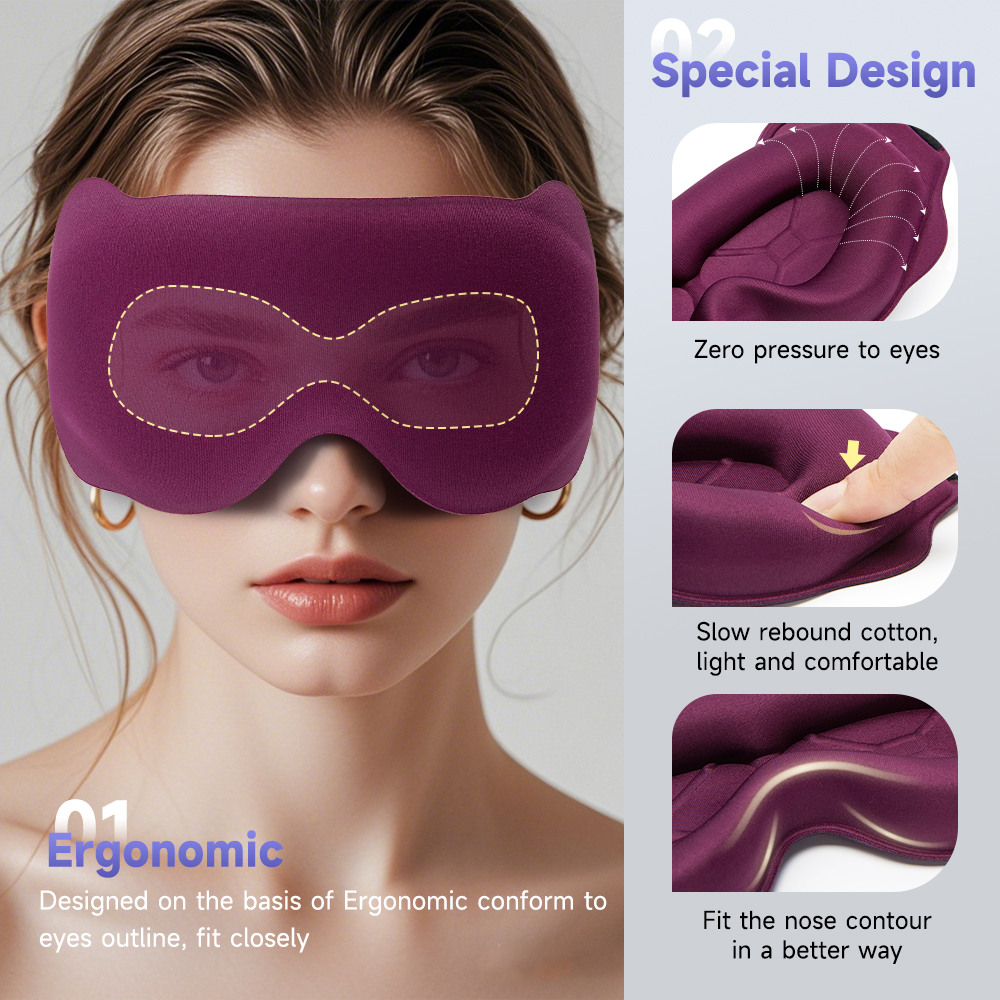 3D-slaapmasker Blinddoek Slaaphulp Oogmasker Zacht traagschuim Oogmasker Slaapmasker 99% Blockout Licht Nauwsluitend Nauwsluitend Fit Geen druk