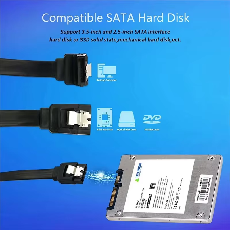 Cable de datos para disco duro SATA 3.0 de alta velocidad, estado sólido, cable de datos serie, SATA flexible, transferencia rápida, 39 cm