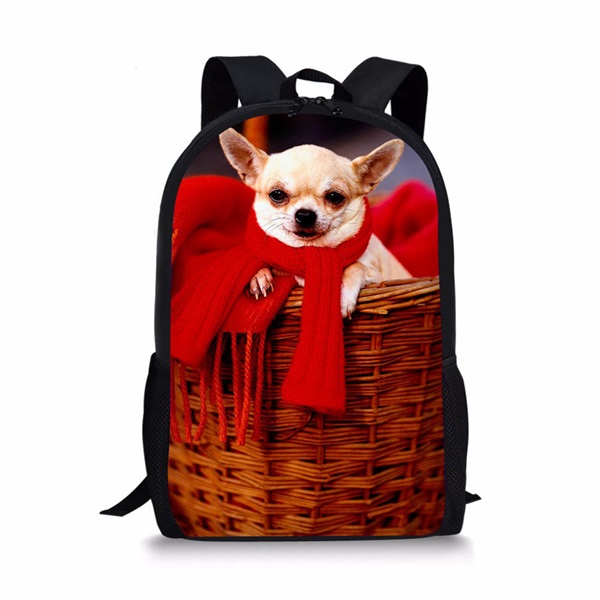 Instantarts barn skolväskor för flickor pojkar söta 3d valpar chihuahua mönster barn skolväskor casual lap top reseryggsäckar: H927c