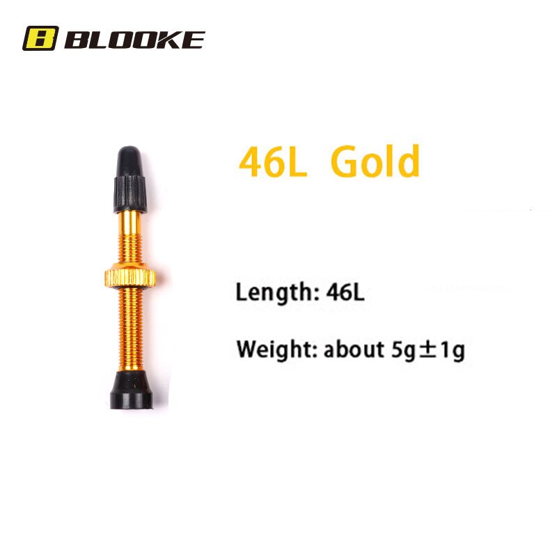 BLOOKE 34/46/60/80MM EPDM Rubber and Alloy Material Bicycle French F/V Tubeless Tire Valve Suitable For Road Bike MTB: 46L Gold