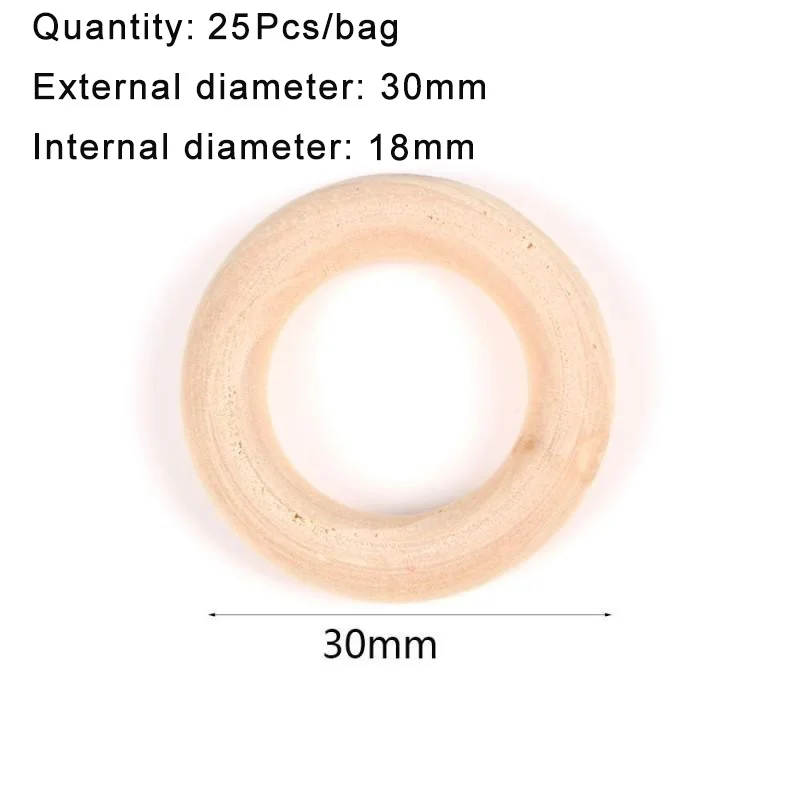 15-100mm feine naturholzringe, hölzerner beißRing für babys, kreis, diy-schmuckherstellung aus holz, ringspielzeug, anhänger, bastelaccessoires: 15mm 100 stück