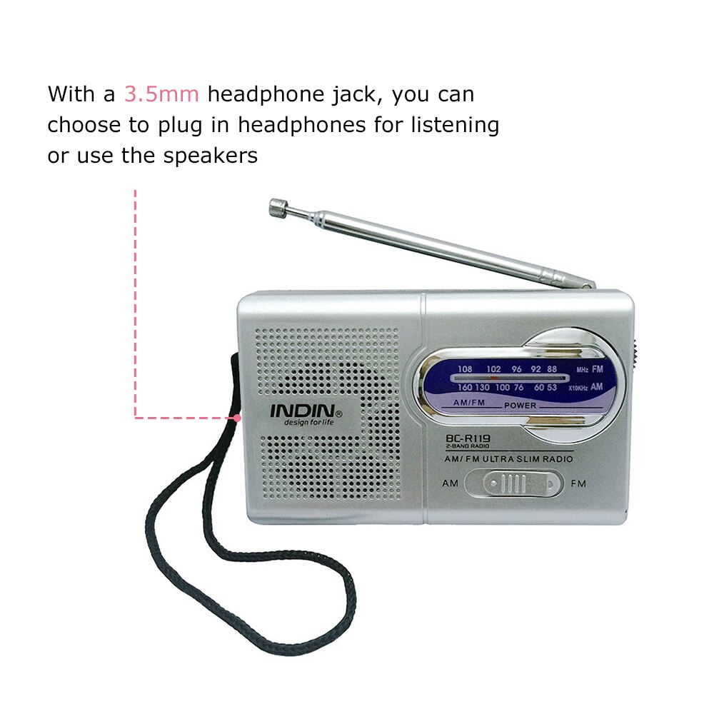 Radio AM/FM Dual Band Mini Radio Receiver Portable radio Built-in Speaker with a Standard 3.5MM Headphones Jack