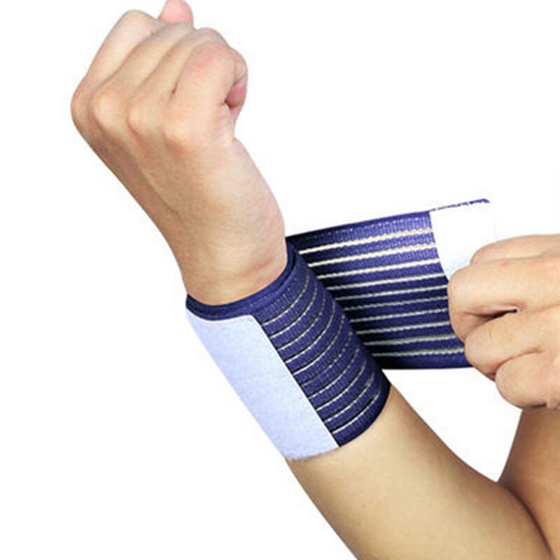 1Pcs Sport Katoen Elastische Bandage Hand Sport Polsband Gym Ondersteuning Pols Brace Wrap Fitness Tennis Polsini Zweet Band: Blue