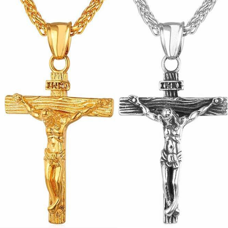 Luxus Charming Gold Kreuz Kette Halskette Für Frauen Männer Männlichen Hüfte Hop Kühle Zubehör Jesus Kreuz Anhänger Halsketten