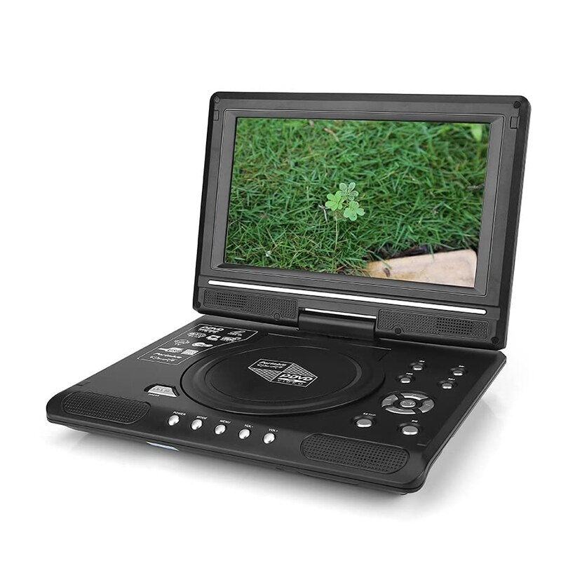 9.8 Inch Portable Home Car DVD Player Rotatable VCD CD Game TV Player Radio Adapter Support FM Radio Receiving-US Plug: Default Title
