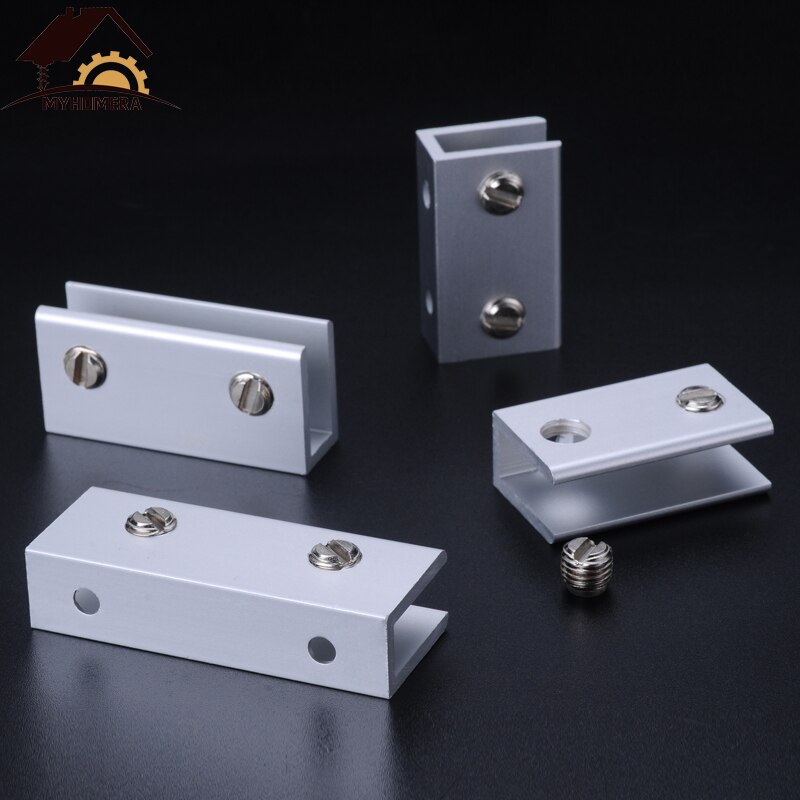 Myhomera 2 stk glass klemmer glass støtte for 5/8/10mm glassklemmer bord hyller holder hjørnestøtten klemme aluminium 6 størrelse
