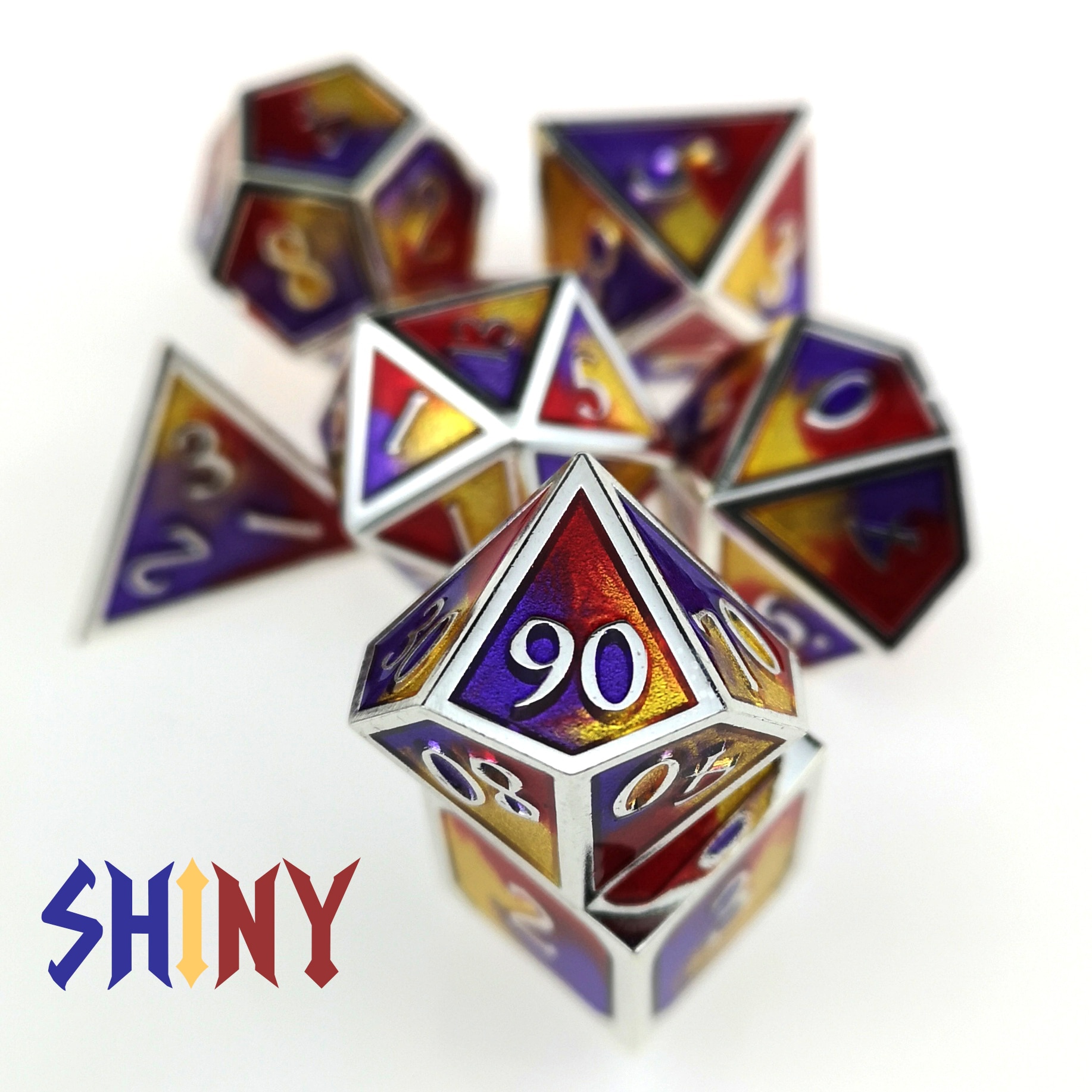 Rollooo DND Metal Dice Antique Copper 7-Die Set with Special Color & Font D4 D6 D8 D10 D% D12 D20 for Role Playing Games