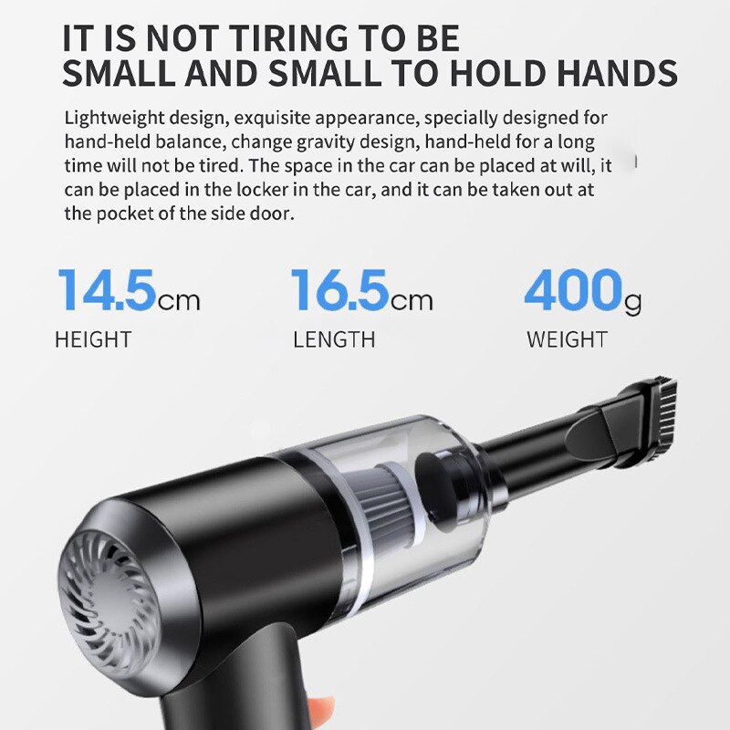 120W Car Cleaner Portable Wireless Vacuum Cleaner with Light Portable Compact for Home and Car Vacuum Cleaner