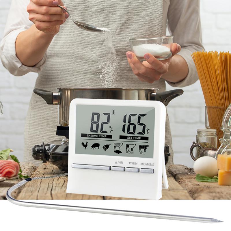 Digital Kitchen Barbecue Food Thermometer Probe Meter Outdoor Grill Oven Meat Cooking Baking Alarm Timer Measuring Tools
