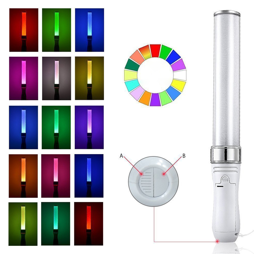 15 Colors Change LED Glow Stick Celebration Light Stick Party Wedding Battery Powered Fluorescent Camping Vocal Concerts Decor