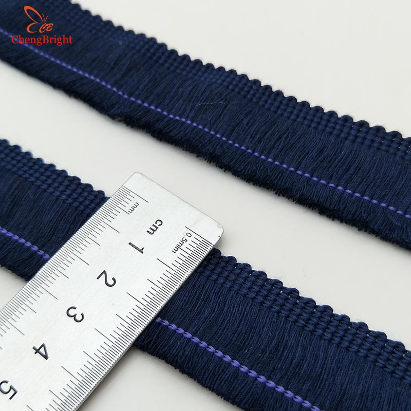CHENGBRIGHT-frange en dentelle garniture frange | 1 cour 2.5cm de large, garniture frange, pour robe latine, vêtement de scène, accessoires dentelle, ruban: Navy