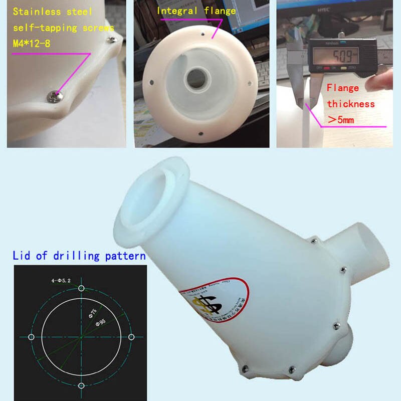 Upgrade Industrial and Household Bagless Cyclone Dust Collector High Efficiency Dust Catcher Turbo SN50T6 With Flange