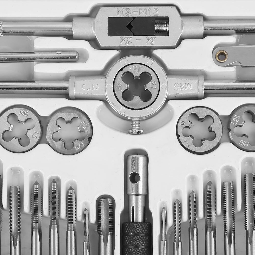 40-piece tap set high-hardness steel thread screw thread tapping tool hand tool set for cutting external and internal threads