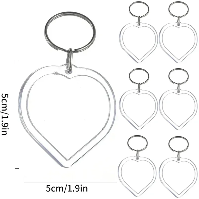 5/50 Stück transparenter Fotorahmen-Schlüsselanhänger, Quasten, schnappen-in, individueller Einsatz, Foto-Acryl-Rohling-Schlüsselanhänger, klarer leerer Bild-Anhänger: verrotten / Blau