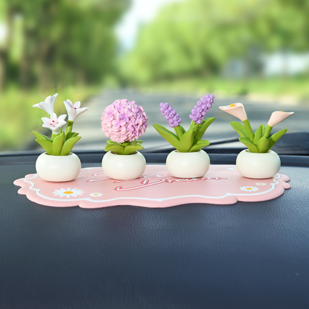 Mini flower pot decorative item, resin decoration, suitable for use on a work desk or as a small decorative item for a cross-bor