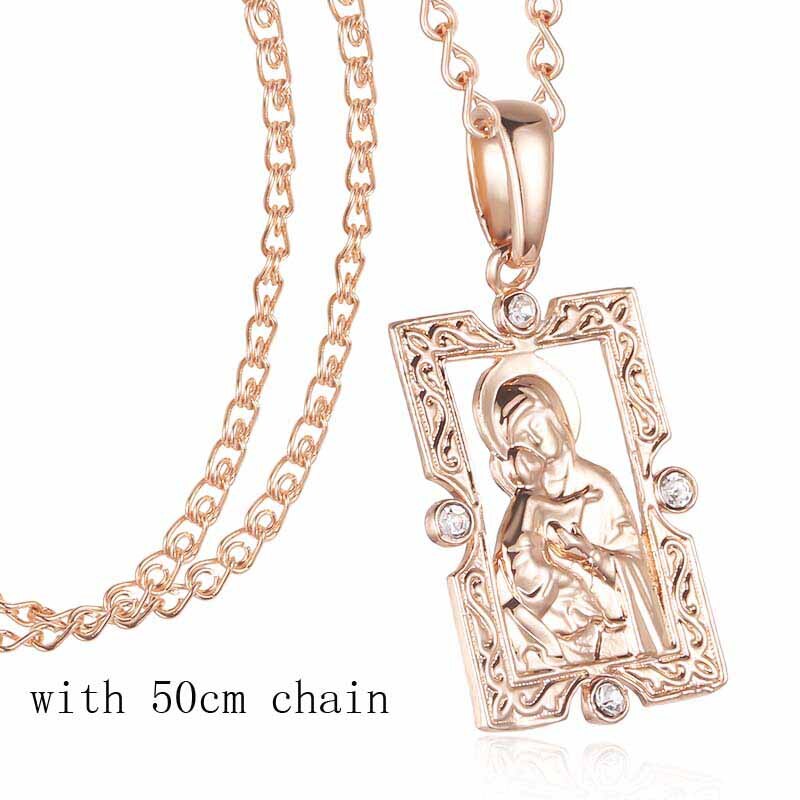 Moda jóias 2 cor das mulheres dos homens meninas 585 rosa/branco ouro cor pingentes caracol colar mãe filho rosa deus pingente correntes: PN0139 50cm chain