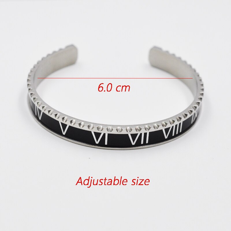 Outdoor Black Roman Numeral Bracelet Men's Cable Wire Rope Bracelet Stainless Steel Men Bangles Punk Street Jewelry Accessories