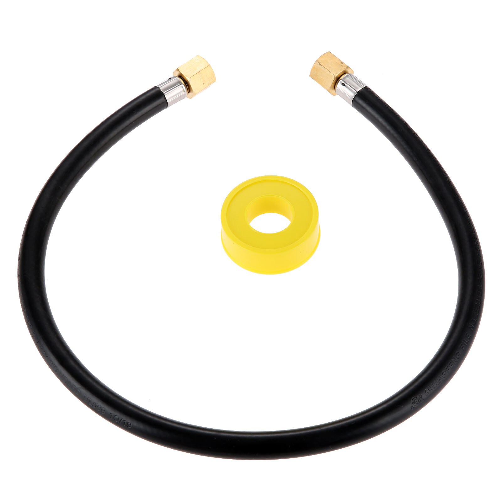 24 Inches High Pressure Propane Fireplace Extension Connection Hose with 3/8 Femal Flare Nuts +Gas Line Pipe Thread Tape