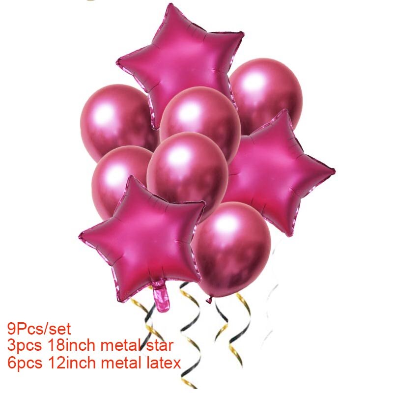 Guld sølv metal balloner deco fødselsdag folie stjerne balloner fødselsdagsfest dekorationer børn konfetti balloner til oppustelige bolde: Metal sæt 8