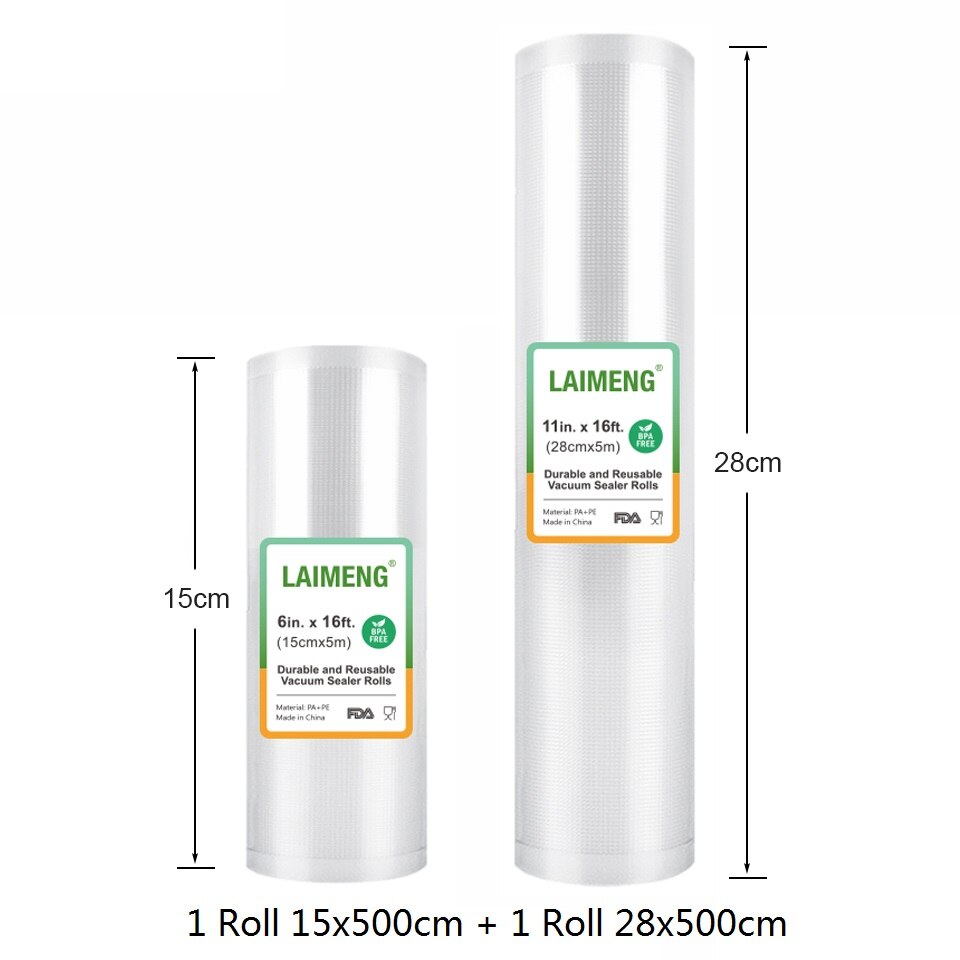 Laimeng vakuumposer til vakuumpakning pakker sous vide poser 2 ruller vakuumpakning opbevaringspose til madopbevaring  r264: 1r 15-500 1r 28-500