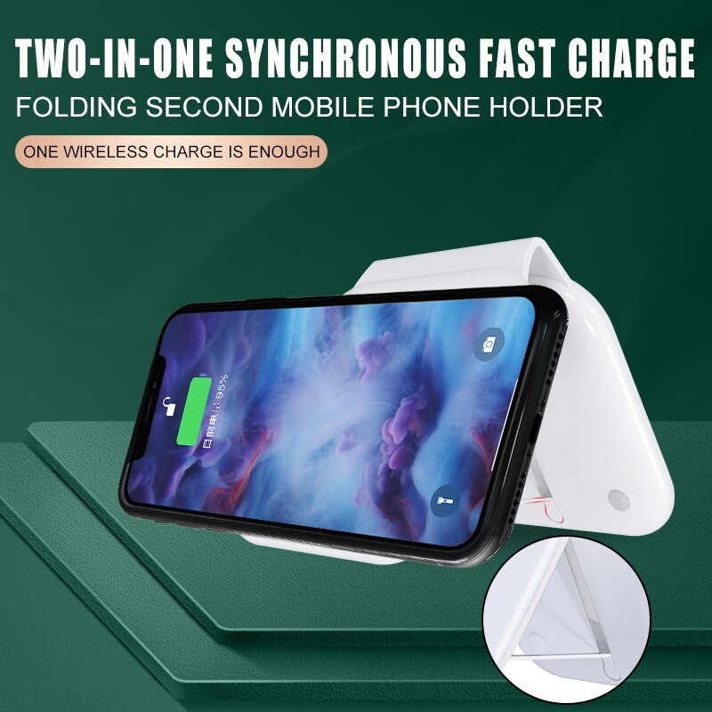 2 In 1 Vouwen Magnetische Qi Draadloze Oplader Stand Draadloze Oplader Snel Opladen Voor Apple Horloge 6 5 4 3 2 1SE/Iphone 12 11 Xs 8