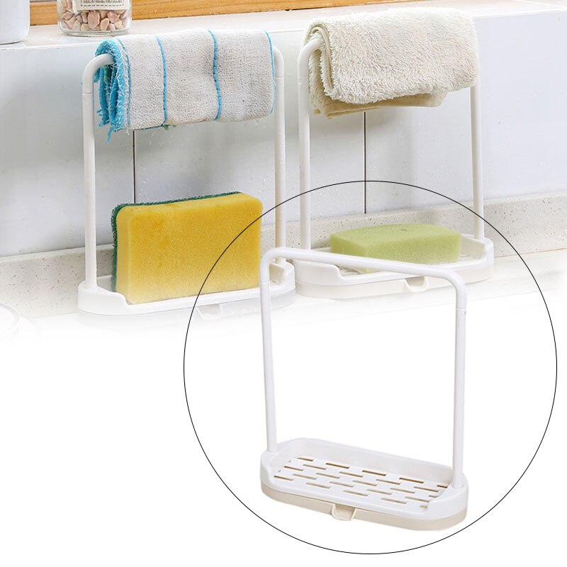 1pc förvaringsställ stående svamphållare hylla för pad handduk 2 in 1 multifunktionell arrangör hem kökstillbehör