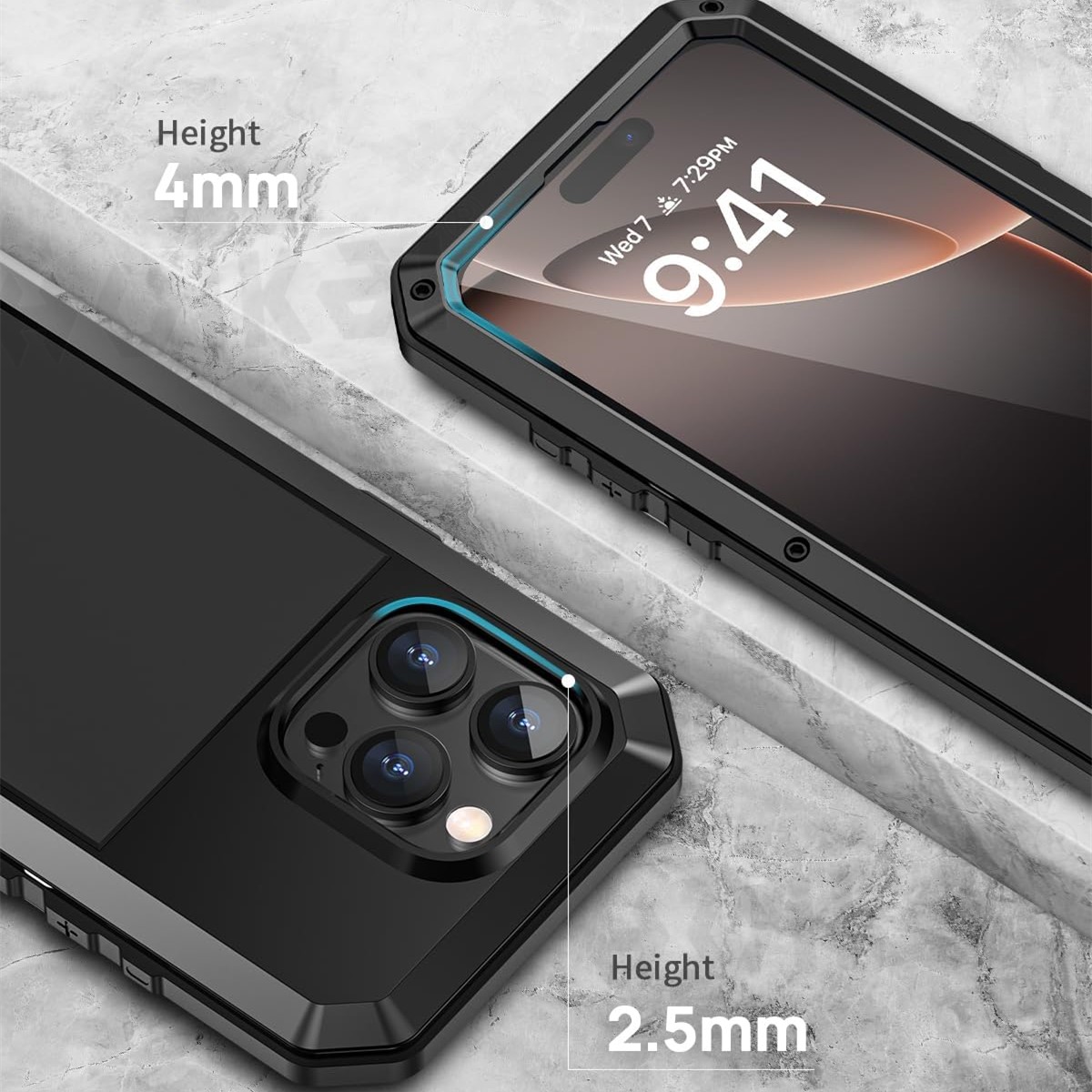 Metalen behuizing voor iPhone 16 Pro Max iPhone 15 Pro Max 14 13 Heavy Duty Schokbestendig Robuust Glas Schermlichaam Beschermhoes