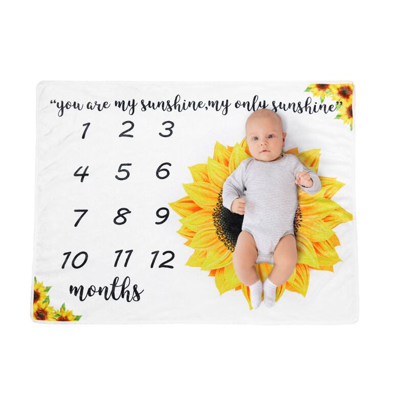 Zachte Flanellen Deken Gedenkteken Foto Achtergrond Baby Photo Props Baby Maandelijkse Groei Milestone Deken Warmswaddling Wrap: 19