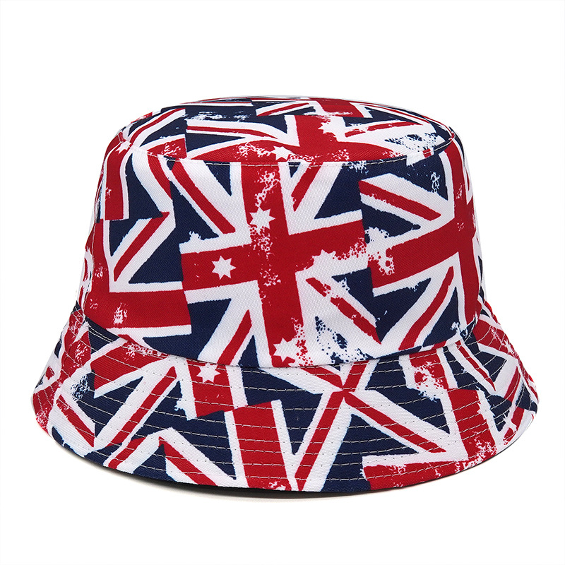 Bocca balde chapéu bandeira britânica impressão dupla lateral chapéus inglaterra bandeira reversível boné unisex dobrável algodão moda alta qualidade: Preto