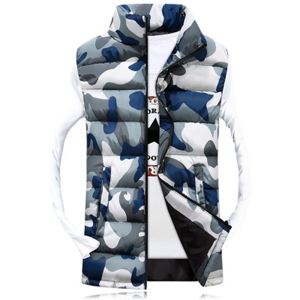 Hommes hiver sans manches coton camouflage veste mince à capuche gilet manteau gilet zippé hommes automne camouflage gilet manteau