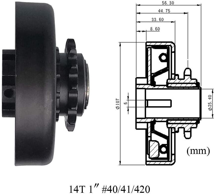 Go kart centrifugalkobling 1 "boring 14 tænder til 40/41/420- kædet mini-cykel 6.5hp 212cc motor plæneklipper