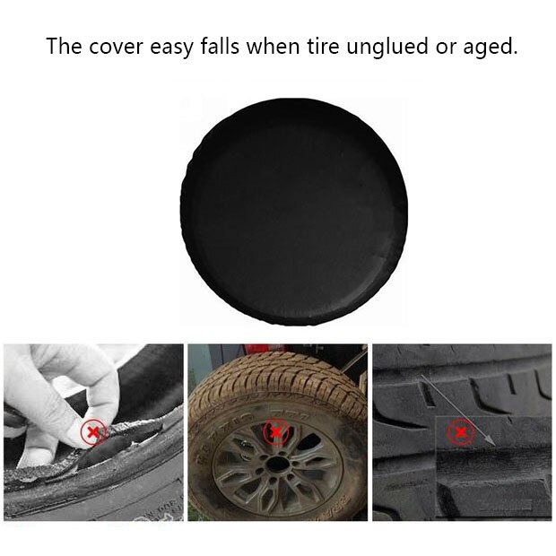 Noir pour 15 "roue de secours pneu couverture robuste vinyle universel Fit Cars