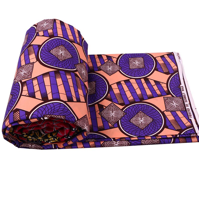 Wonderful Purple And Pink Pattern Print African Ankara Veritable Real Wax Polyester Fabric 6 Yard