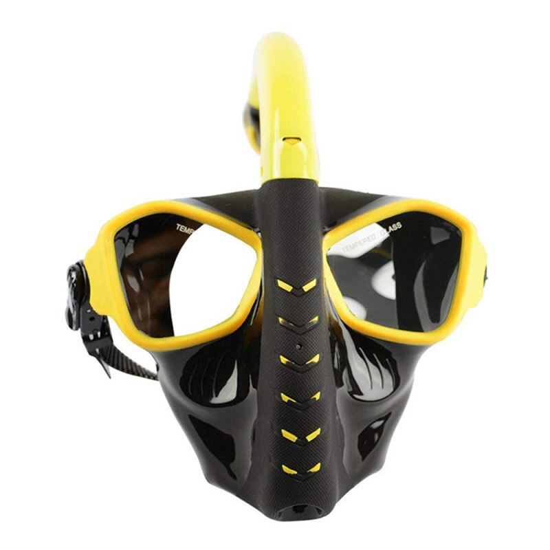 Full Face Diving Mask Swimming Anti-fog Snorkel Mask Full Face Scuba Dry Diving Goggles for Snorkeling, Swimming and Scuba Divin: Yellow