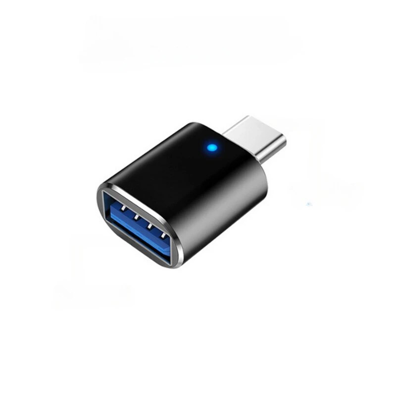 Adapter LED USB 3.0 na USB typu C OTG na USB typu C USB-A na złącze żeńskie Micro USB typu C do adapterów Samsung Xiaomi POCO: Black