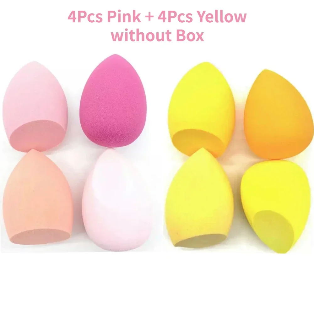 4/8 Uds esponja de maquillaje juego de licuadora huevo de belleza esponja cosmética esponjas de base suave esponja de polvo mujeres maquillaje herramientas de belleza: MULTICOLOR