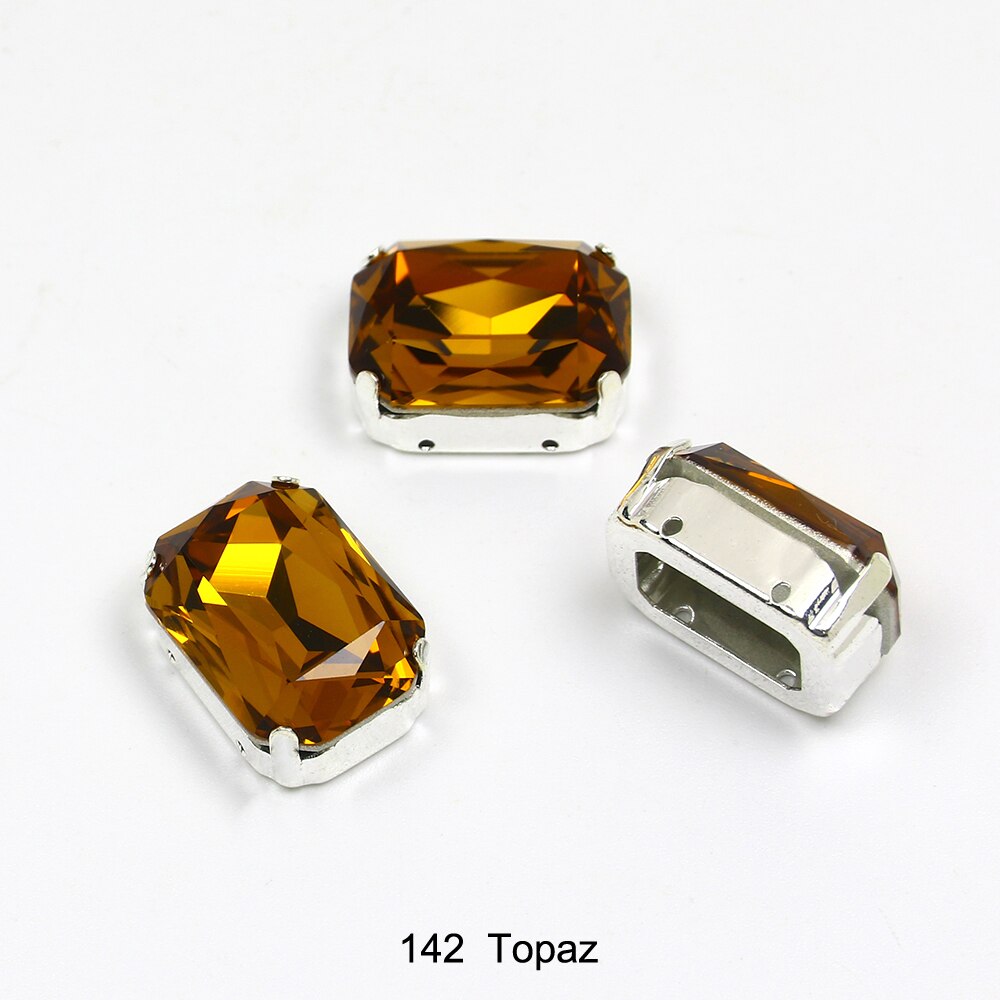 13*18mm 30 rechthoekige kristal naai-op losse platte strass steentjes met klauw naai-strass steentjes voor handwerkkleding: 142