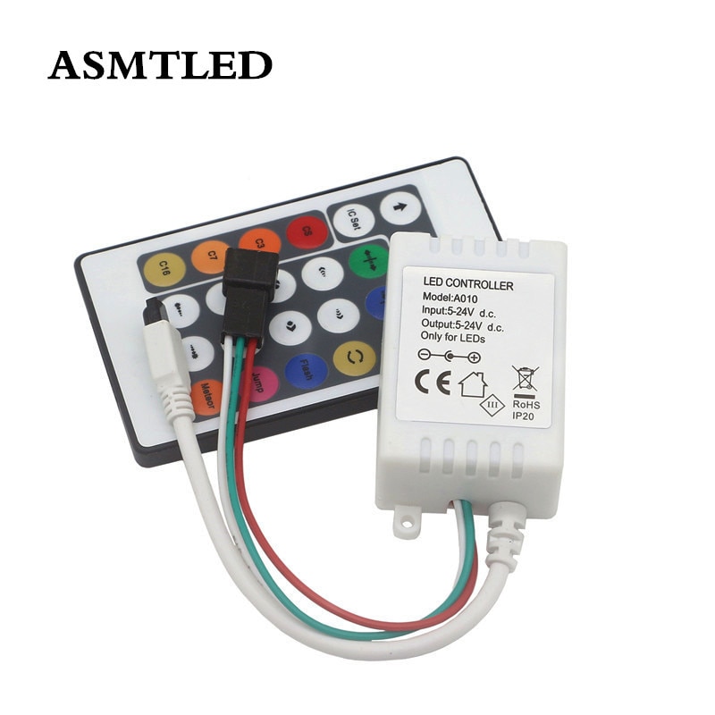 WS2811 WS2812B Pixel LED 24key IR Remote Controller DC5-24V A010 Full Color Addressable RGB Pixel Strip Light Controller