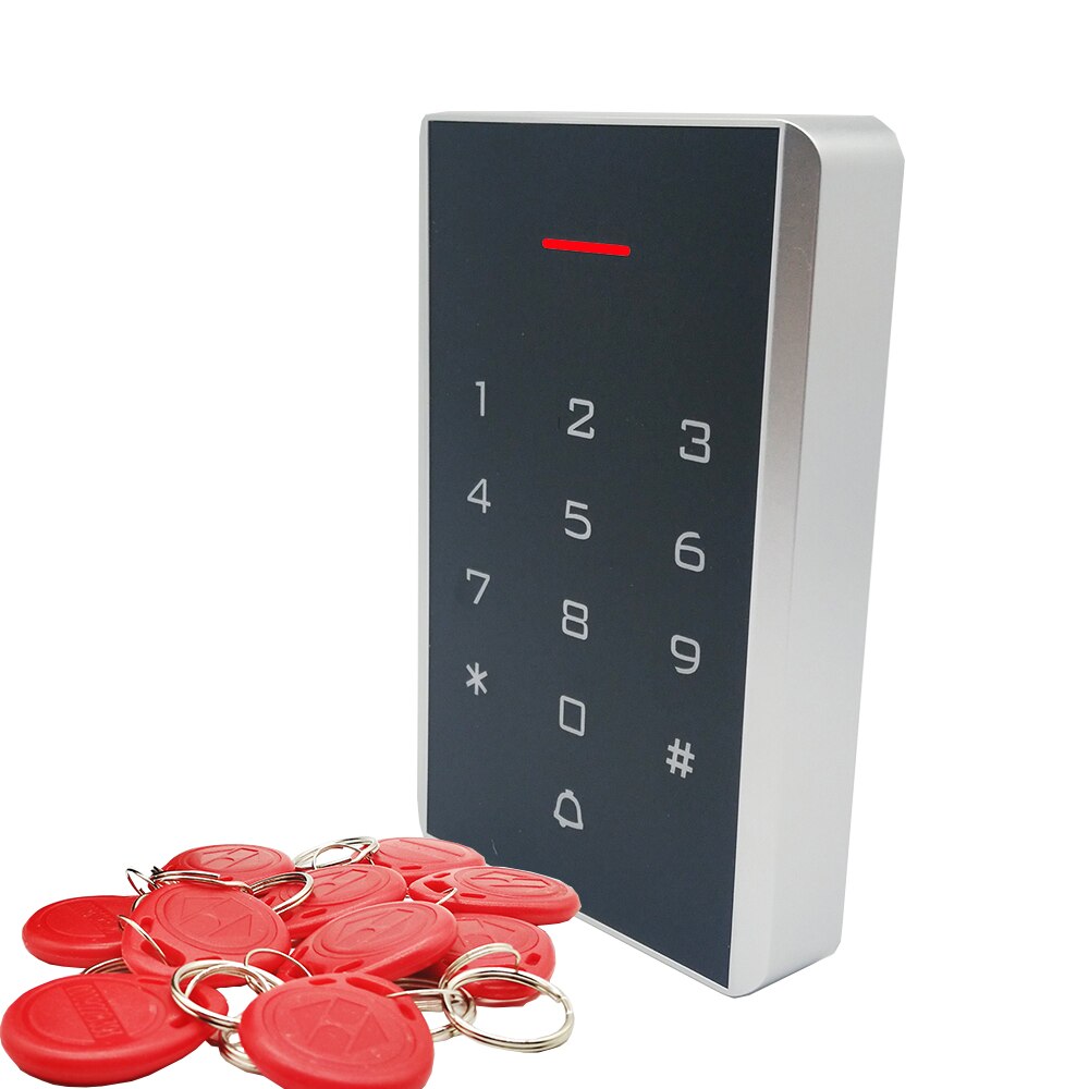 Wiegand input and output Keypad Reader Proximity 125khz RFID Card Door Lock Access Control System: Red Keyfobs