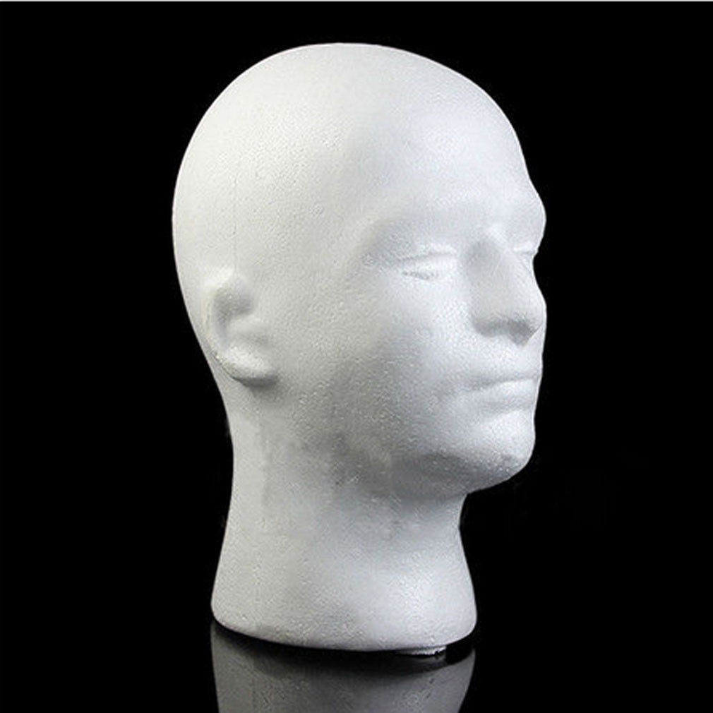 Tête de Mannequin pour homme, en polystyrène blanc, mousse, support modèle perruque, présentoir pour casque et chapeau