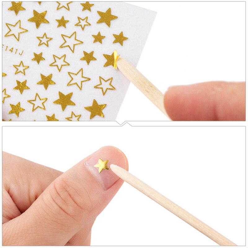 Juego de palitos de madera naranja para quitar cutículas, herramientas para manicura, 4 tamaños diferentes, 100 Uds.