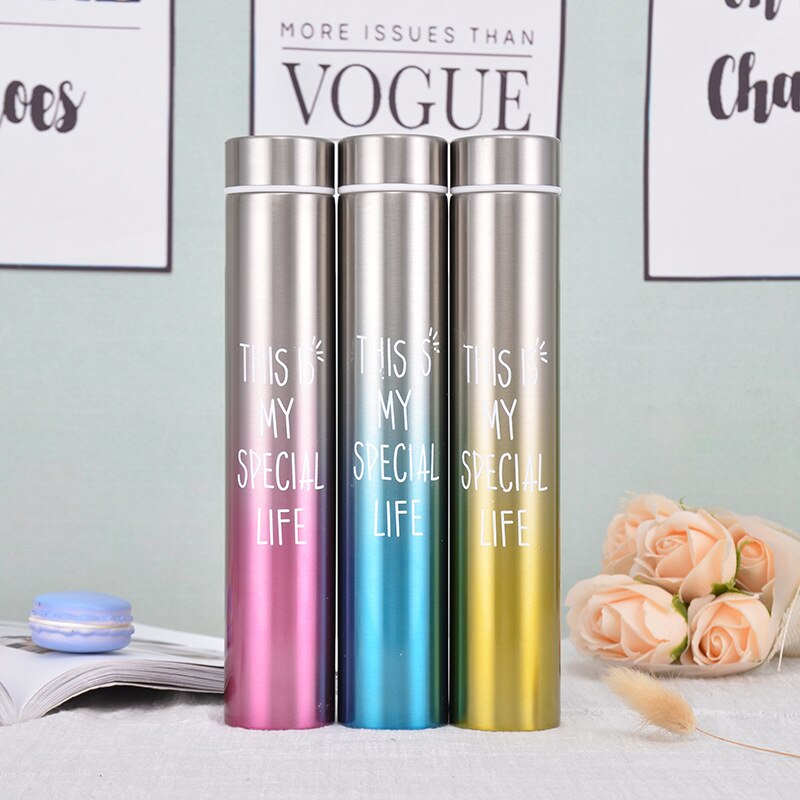 20 Color 260ML Slim Insulated Vacuum Flasks Thermal Bottles Thermos Coffee Mug Stainless Steel Thermos Cup Water Bottle