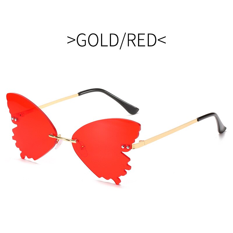 Gafas tipo mariposa sin montura para hombre y mujer, anteojos de sol unisex con de libélula, a la , con protección UV400: Red