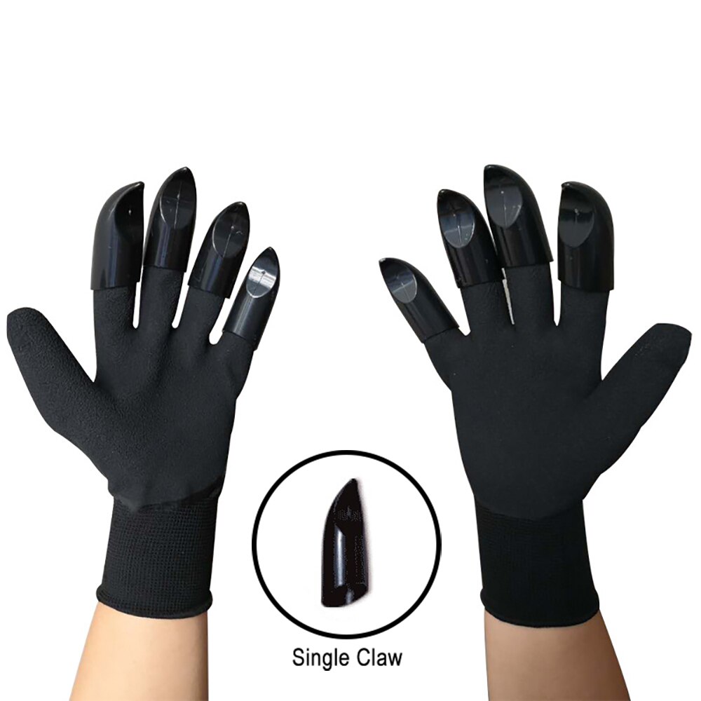 Guantes de jardín con garras de plástico ABS, manoplas de goma duraderas e impermeables para jardinería y jardín al aire libre: Black 8  Single Claw
