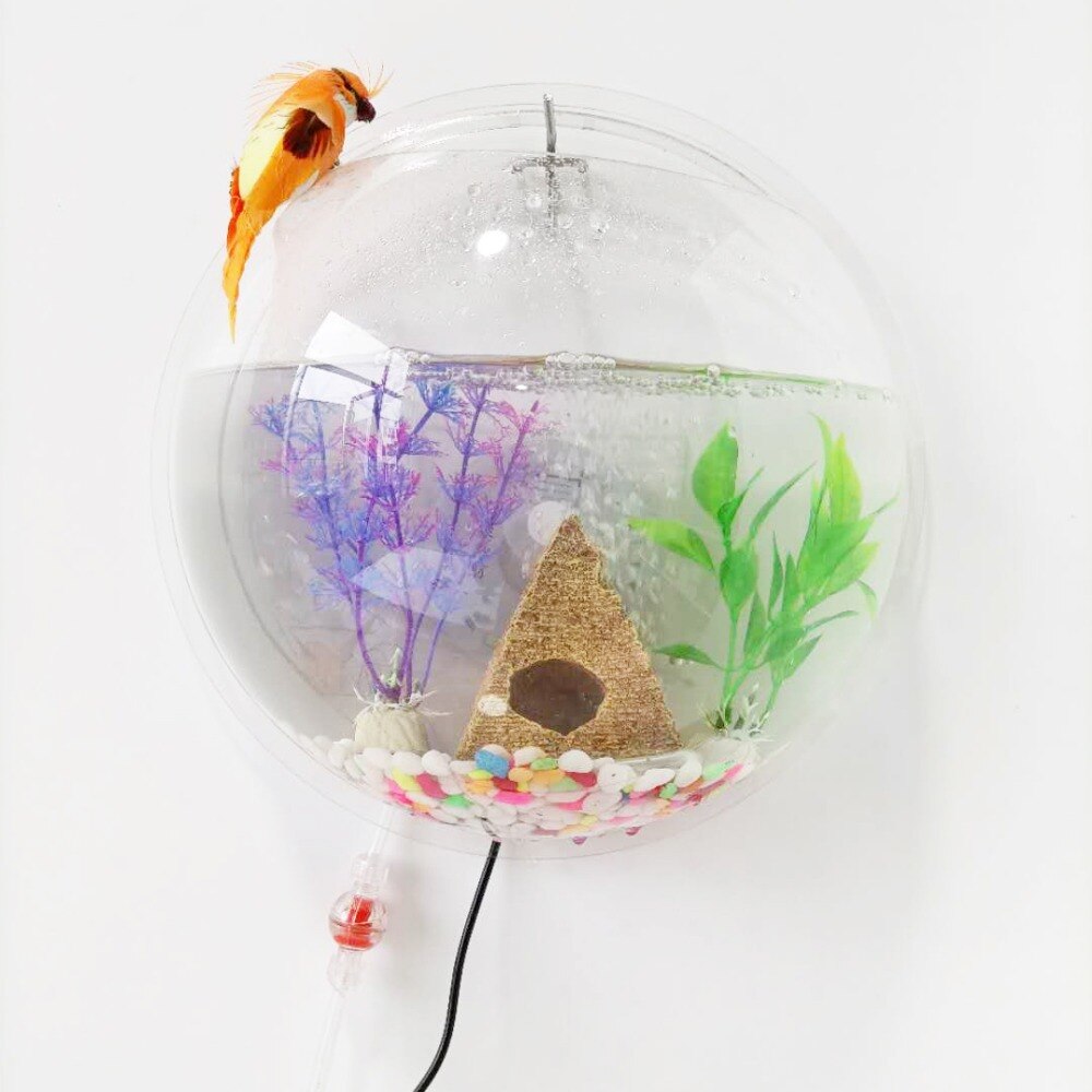Acrylic Fish Bowl Wall-mounted Aquarium Fish Tank with Oxygen Device and Lighting Device Pet Products Betta fish: decoration pump 02