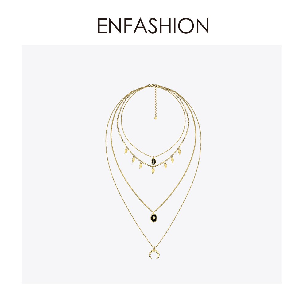 Enfashion Multi Layer Collier Voor Vrouwen Vintage Goud Kleur Lange Bohemian Choker Kettingen Sieraden P193008: Default Title