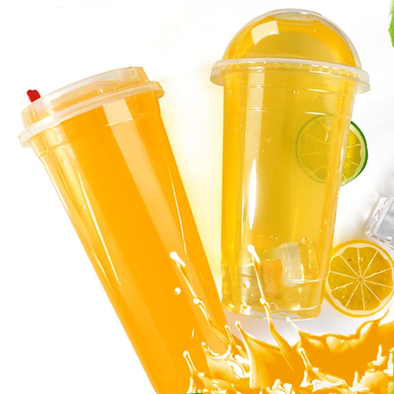 50 Stuks 95Mm Kaliber Transparante Wegwerp Glazen 400Ml Plastic Bekers Voor Drinken Party Gunsten Melk Thee cup Met Deksel