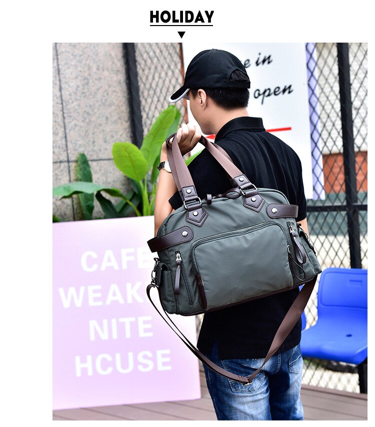 Top-handle Men Bags Travel Men and Women Suitcase Bag Oxford Cloth Waterproof Large Capacity Travel Package: green