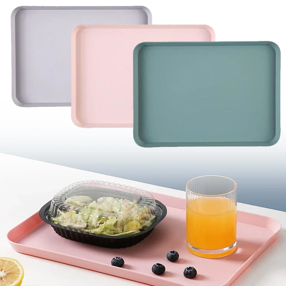 Kitchen Dining Bar Heat-Resistant Trays Plate Dinner Plate Flat Fruit Tray PP Tea Tray Makeup Item Serving Dishes Convenient